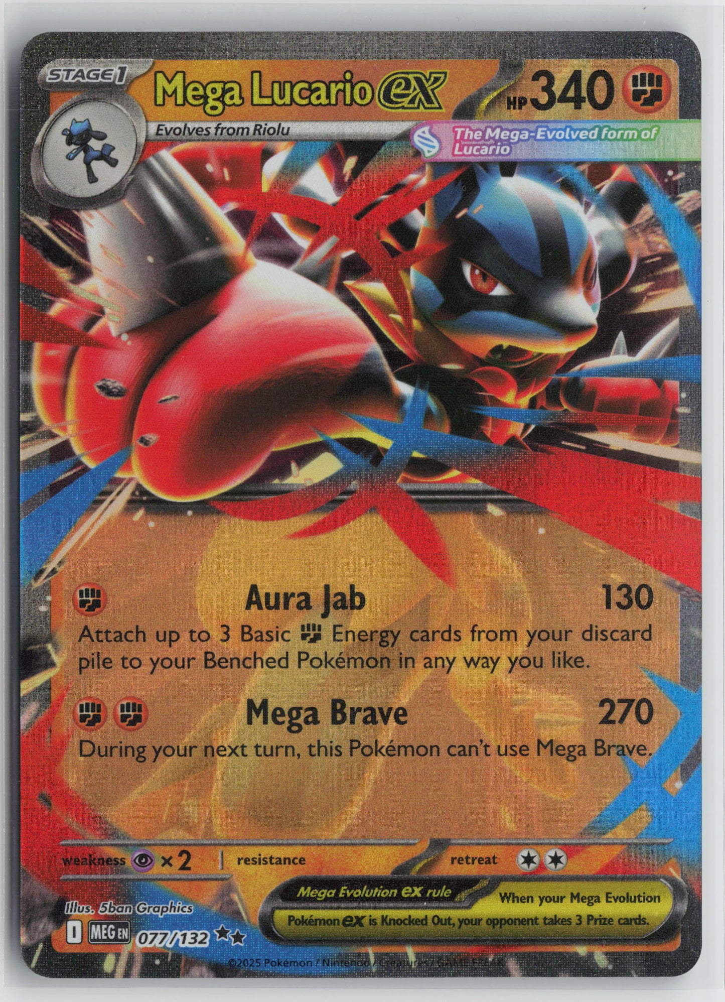 Mega Lucario ex - Double Rare ME01: Mega Evolution 077/132 NM