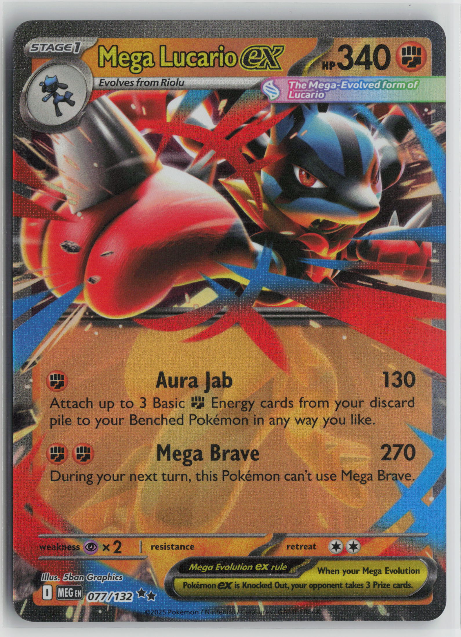 Mega Lucario ex - Double Rare ME01: Mega Evolution 077/132 NM
