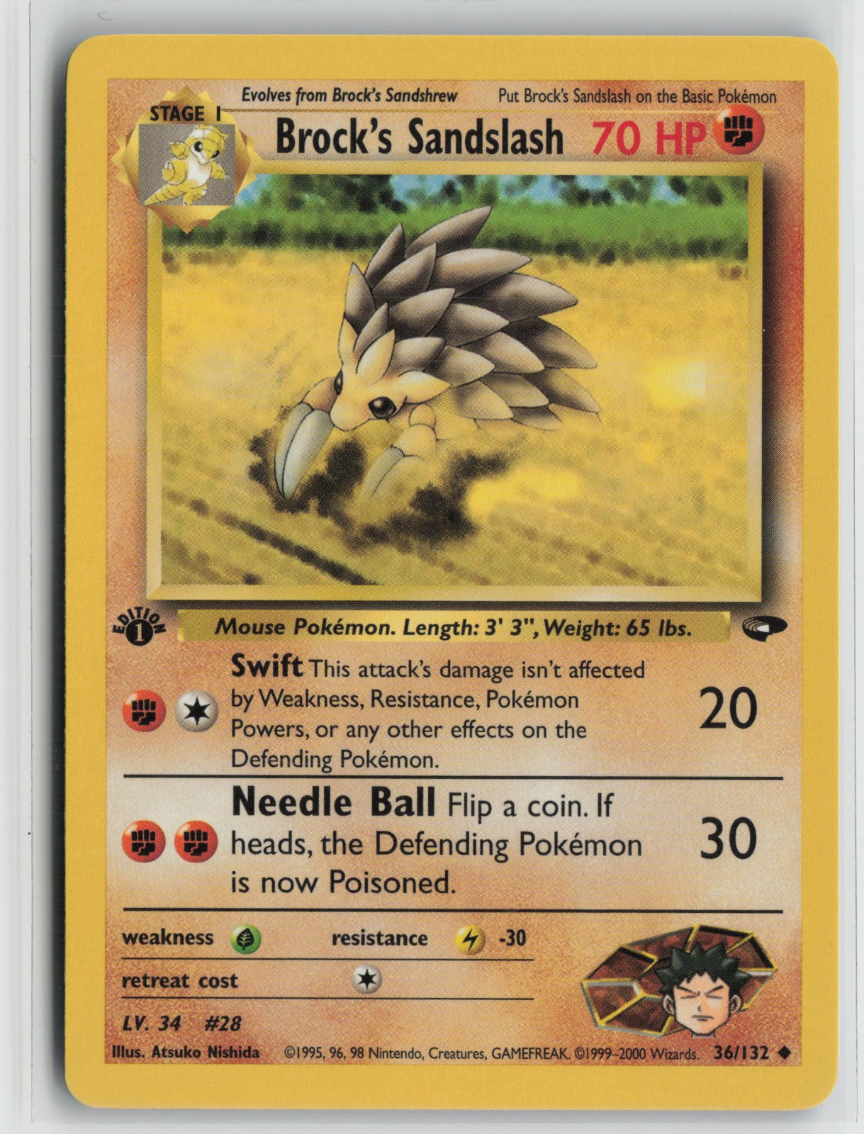 Brock's Sandslash Uncommon 1st Edition G2 036/132 NM