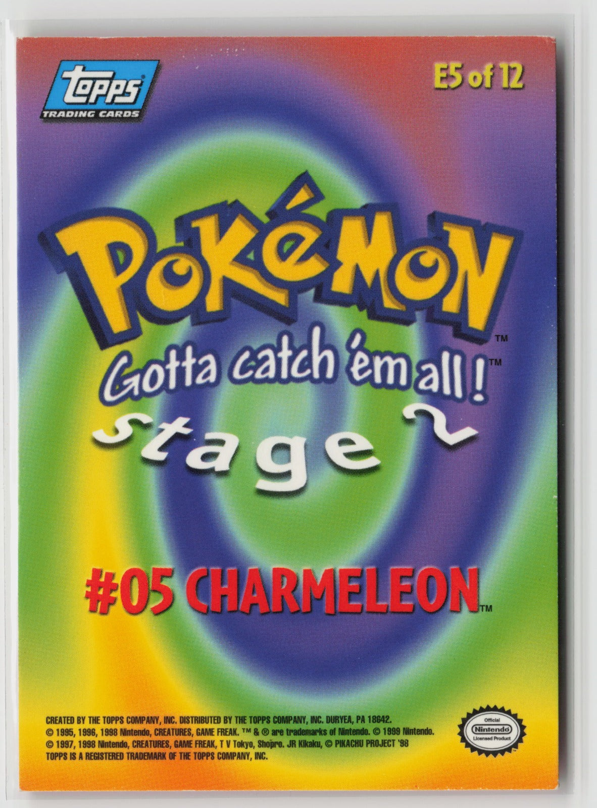Topps #05 Charmeleon 1999 The First Movie E5 of 12 NM (Back)
