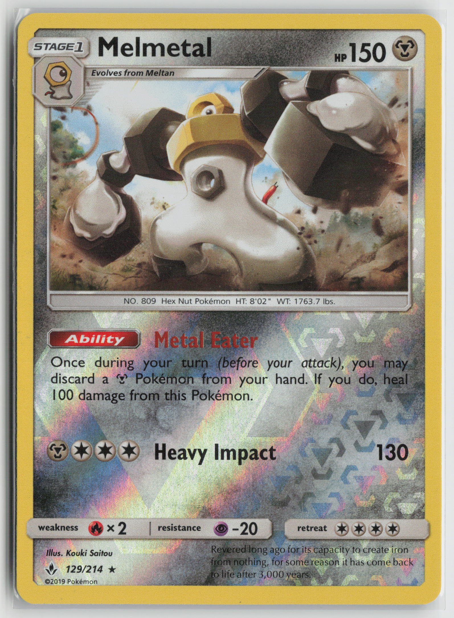 Melmetal Holo Rare Reverse Holo SM10 129/214 NM