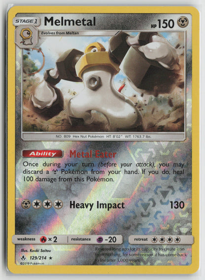 Melmetal Holo Rare Reverse Holo SM10 129/214 NM