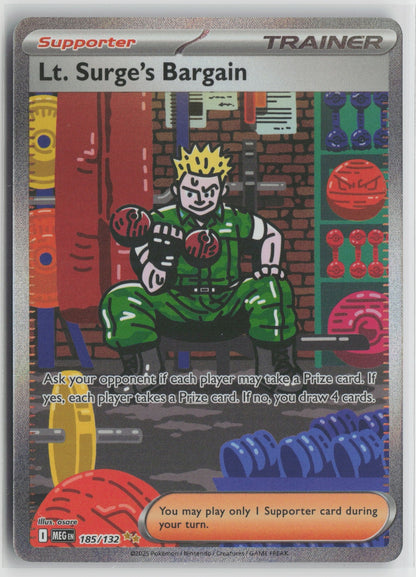 Lt. Surge's Bargain Special Illustration Rare Holo MEG 185/132 NM