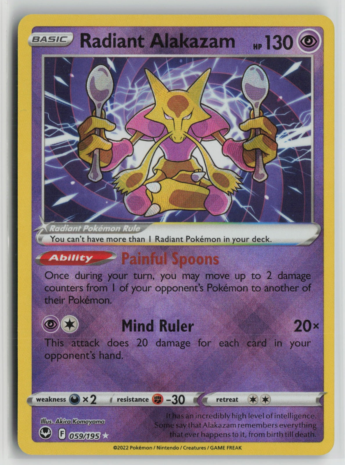 Radiant Alakazam Radiant Rare Holo SWSH12 059/195 NM