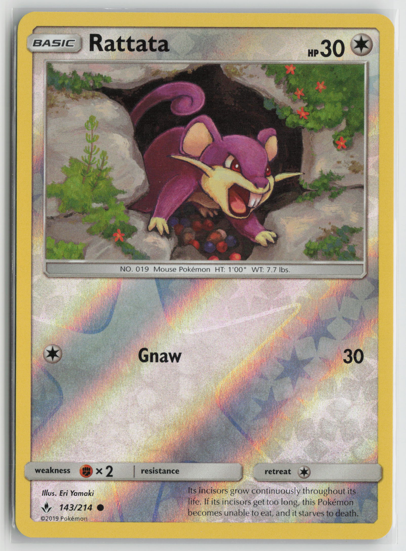Rattata Common Reverse Holo SM10 143/214 NM