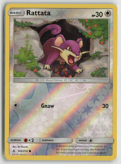 Rattata Common Reverse Holo SM10 143/214 NM