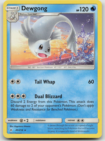 Dewgong Rare Normal SM10 45/214 NM
