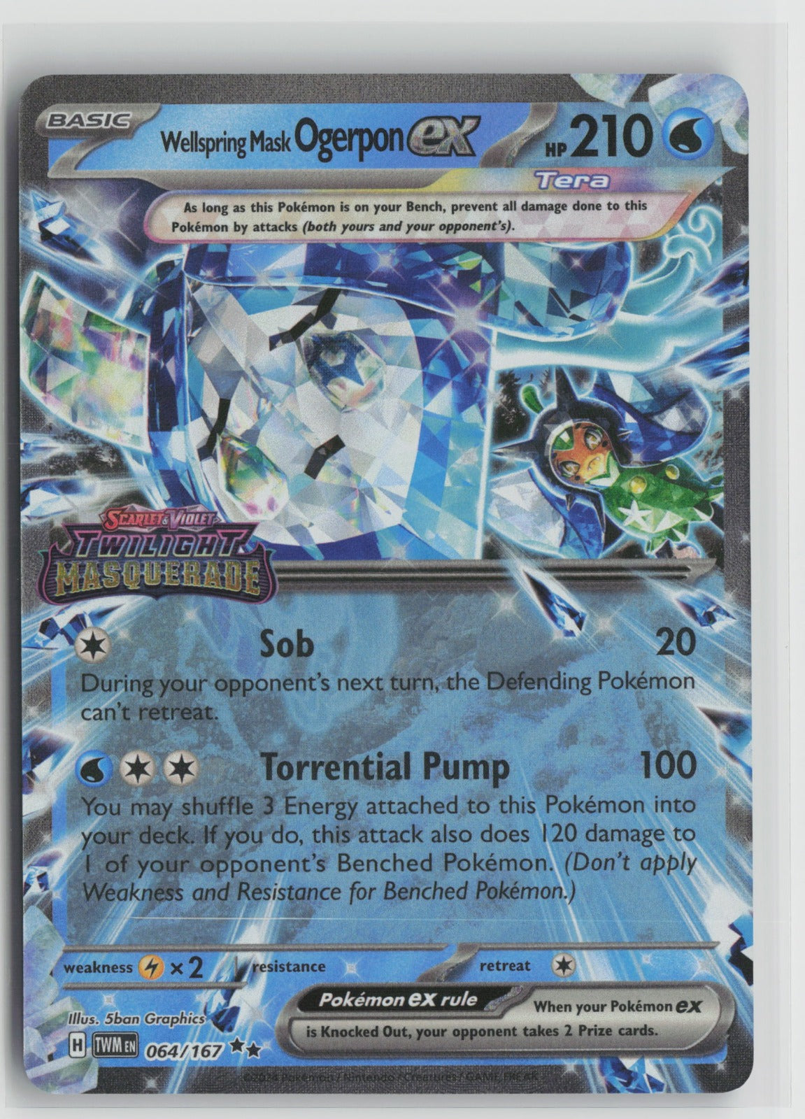Wellspring Mask Ogerpon ex (Twilight Masquerade Stamp) Double Rare Holo MCAP 064/167 NM