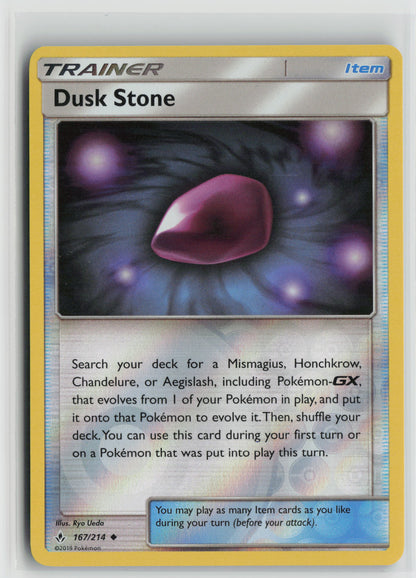 Dusk Stone Uncommon Reverse Holo SM10 167/214 NM