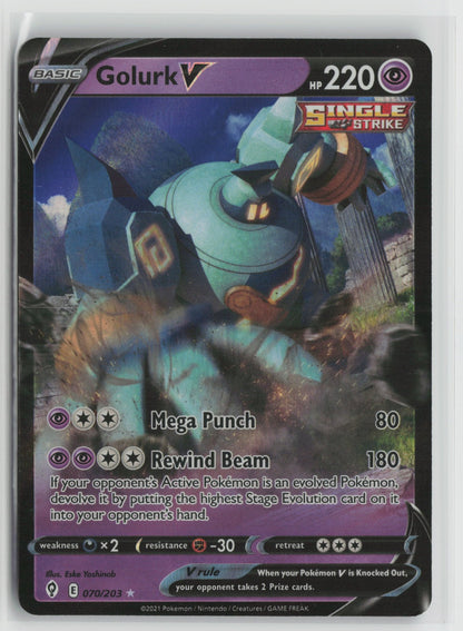 Golurk V Ultra Rare Holo SWSH07 070/203 NM