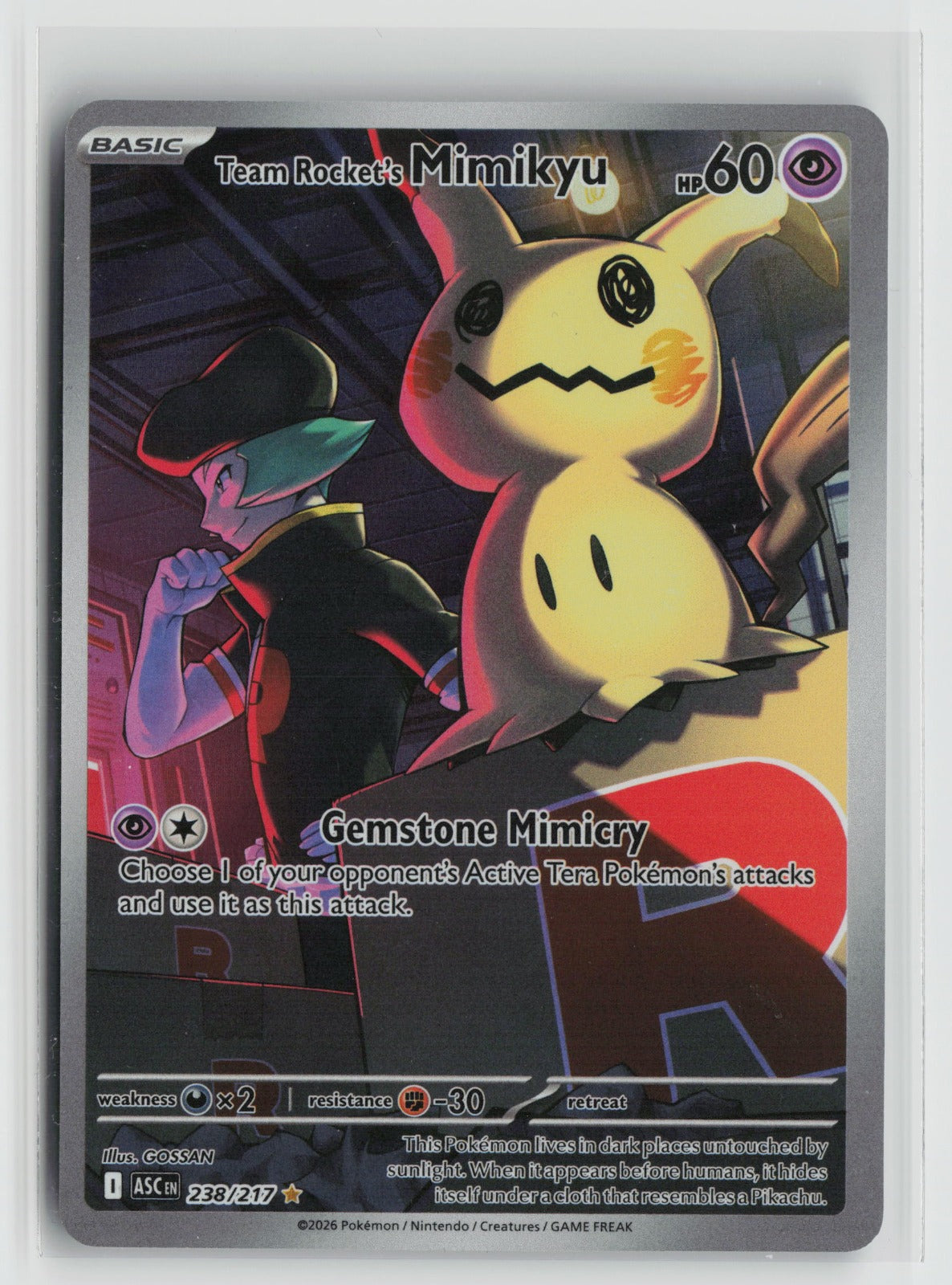 Team Rocket's Mimikyu Illustration Rare Holo ASC 238/217 NM