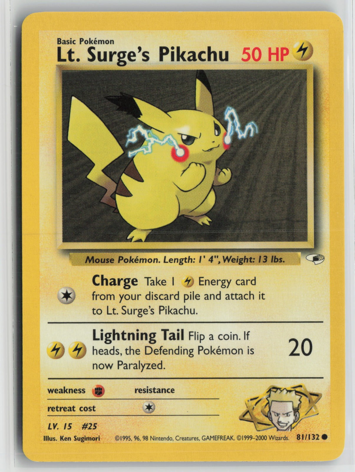 Lt. Surge's Pikachu Common Unlimited G1 081/132 NM