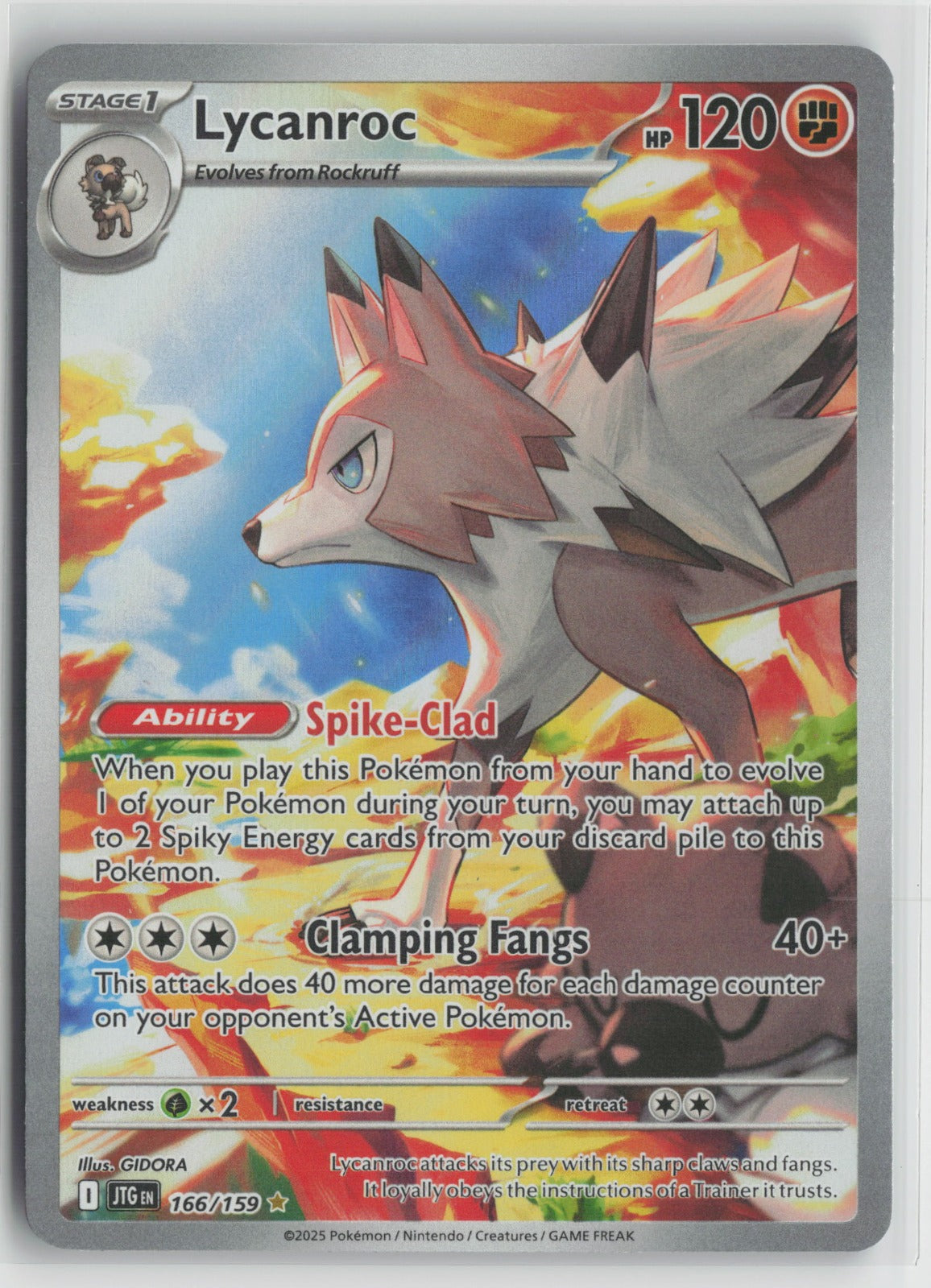 Lycanroc Illustration Rare Holo JTG 166/159 NM