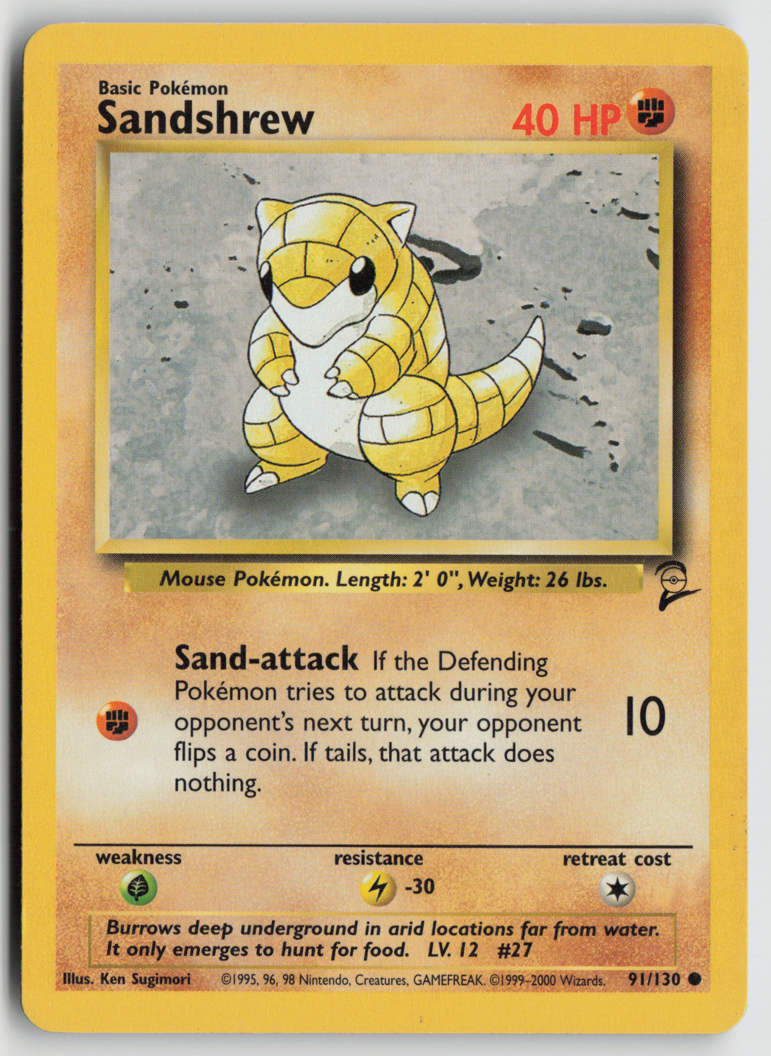 Sandshrew Common Base Set 2 091/130 MP