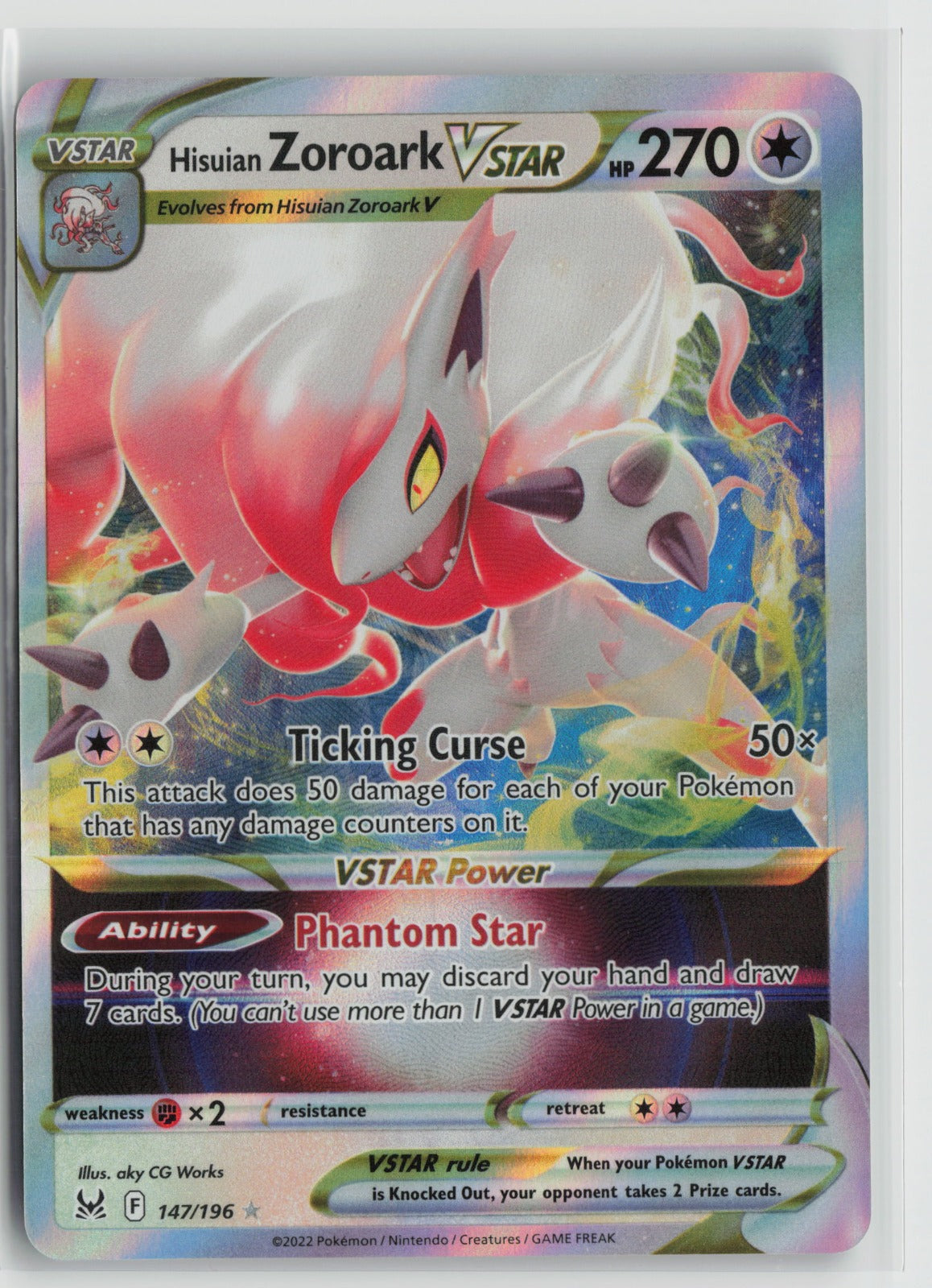 Hisuian Zoroark VSTAR Ultra Rare Holo SWSH11 147/196 NM