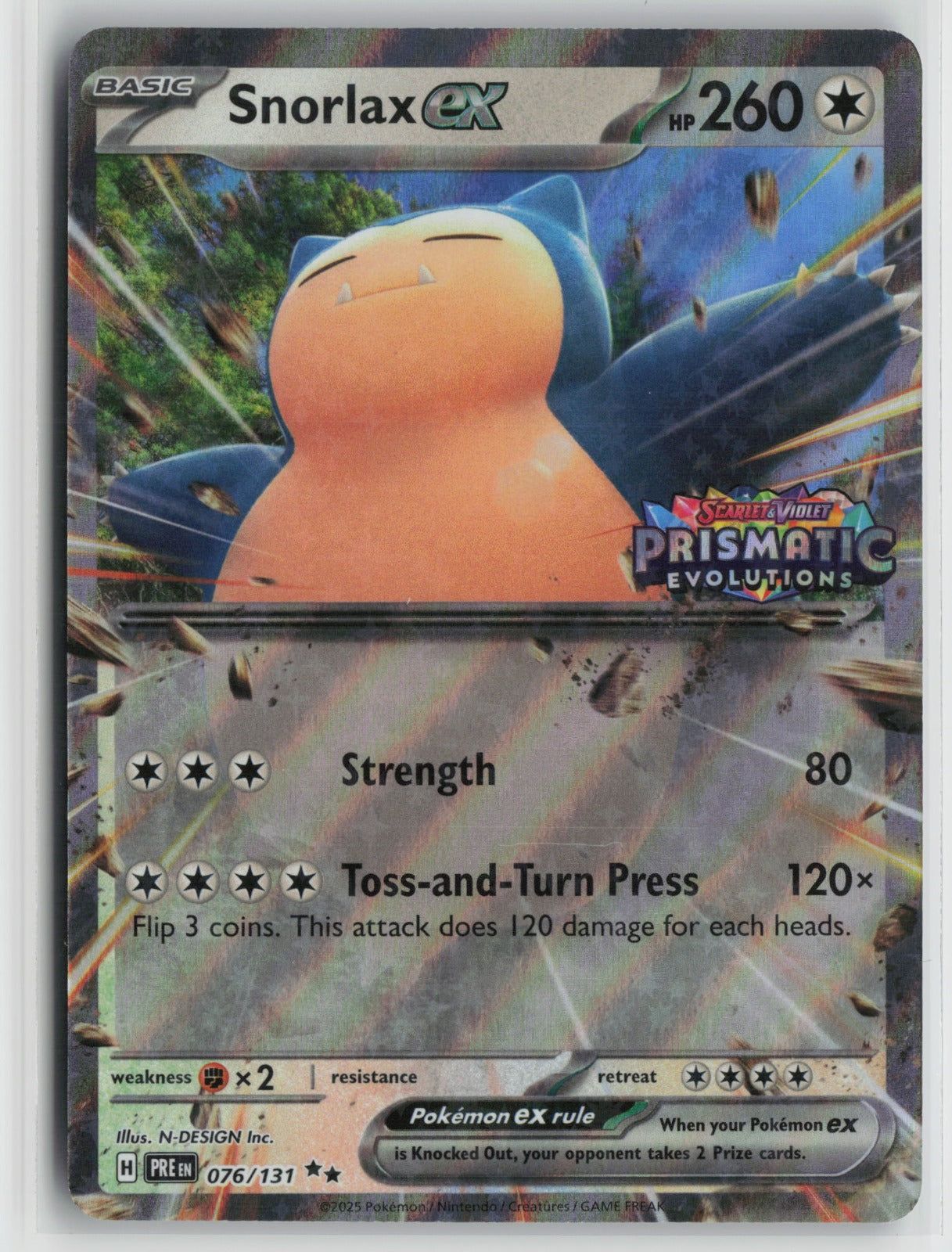 Snorlax ex (Prismatic Evolution Stamped) Double Rare Holo MCAP 076/131 NM
