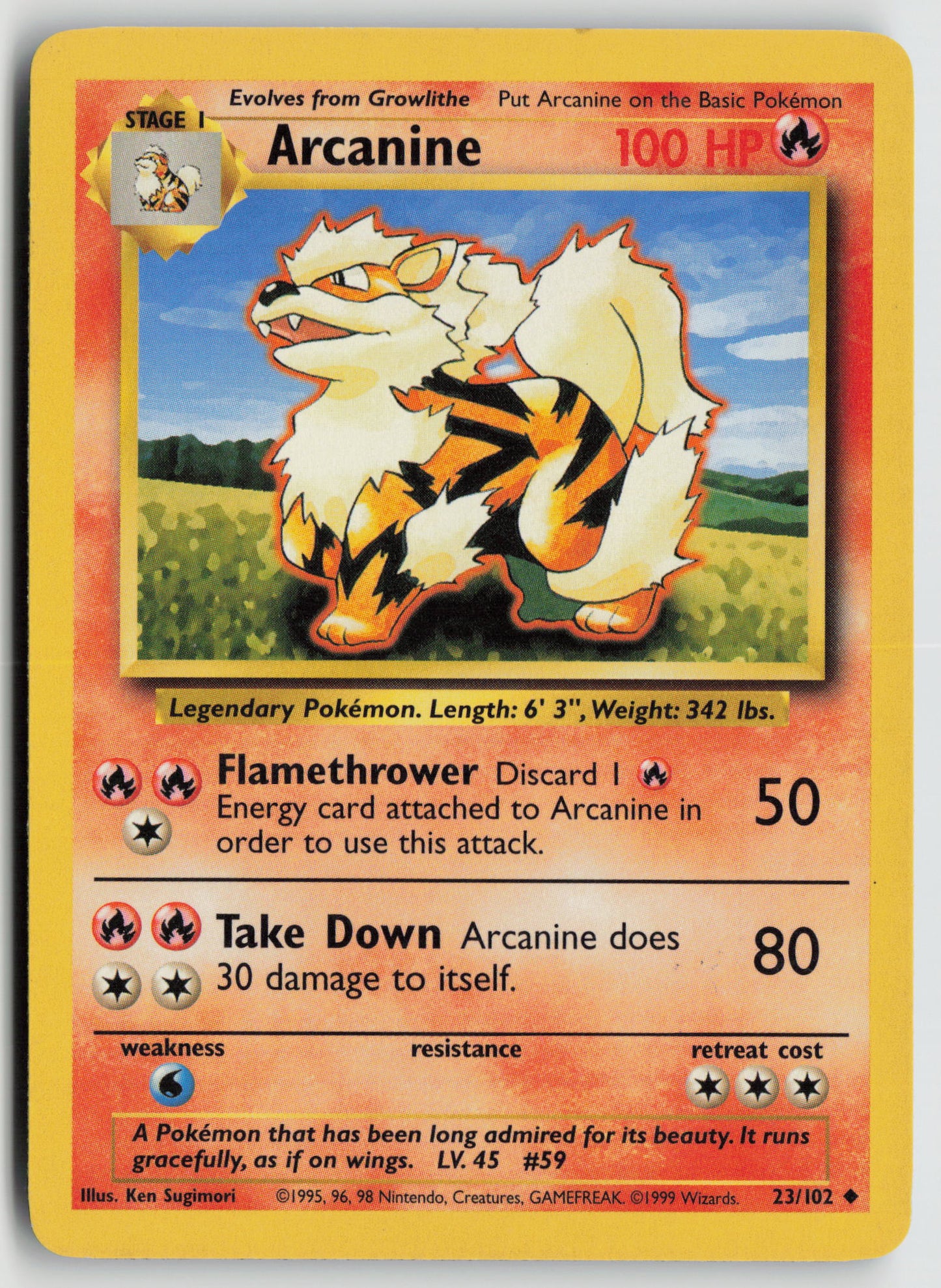Arcanine Uncommon Base Set 023/102 DMG