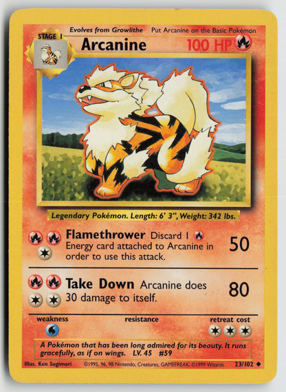 Arcanine Uncommon Base Set 023/102 DMG