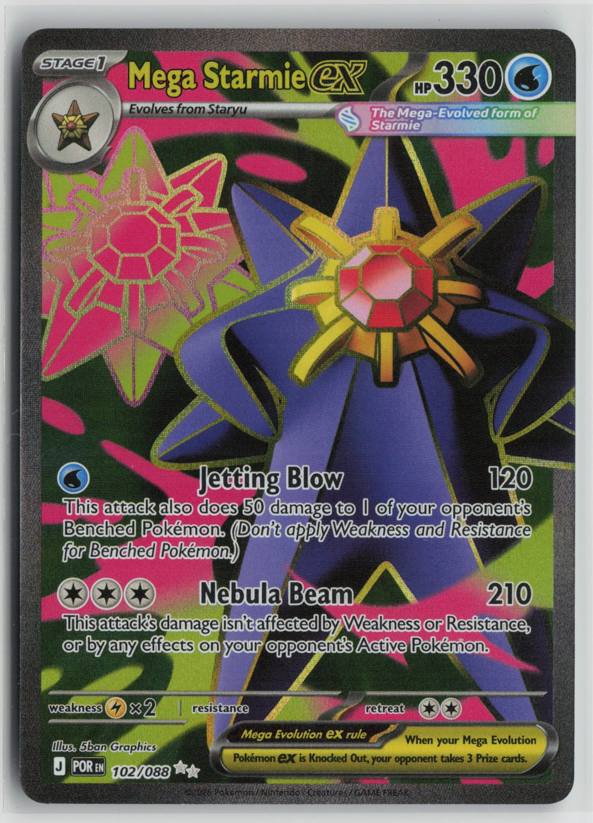 Mega Starmie ex - Ultra Rare Holo POR 102/088 NM