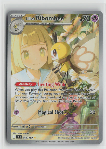 Lillie's Ribombee Illustration Rare Holo JTG 164/159 NM