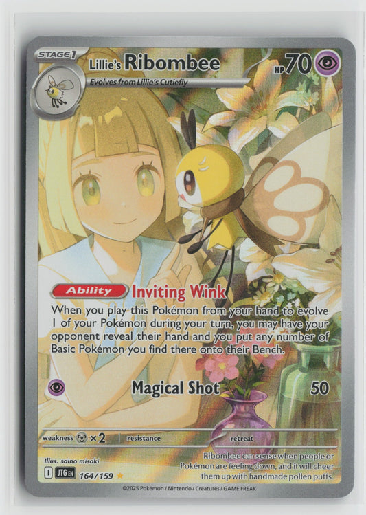 Lillie's Ribombee Illustration Rare Holo JTG 164/159 NM