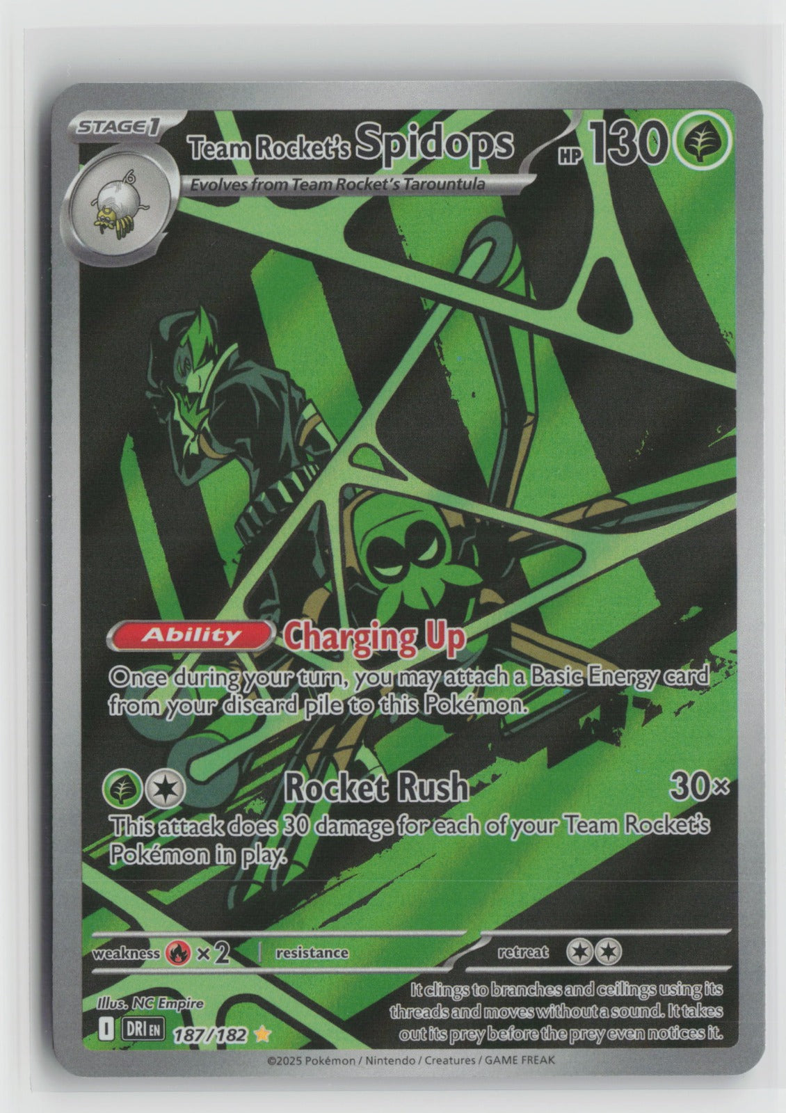 Team Rocket's Spidops Illustration Rare Holo DRI 187/182 NM