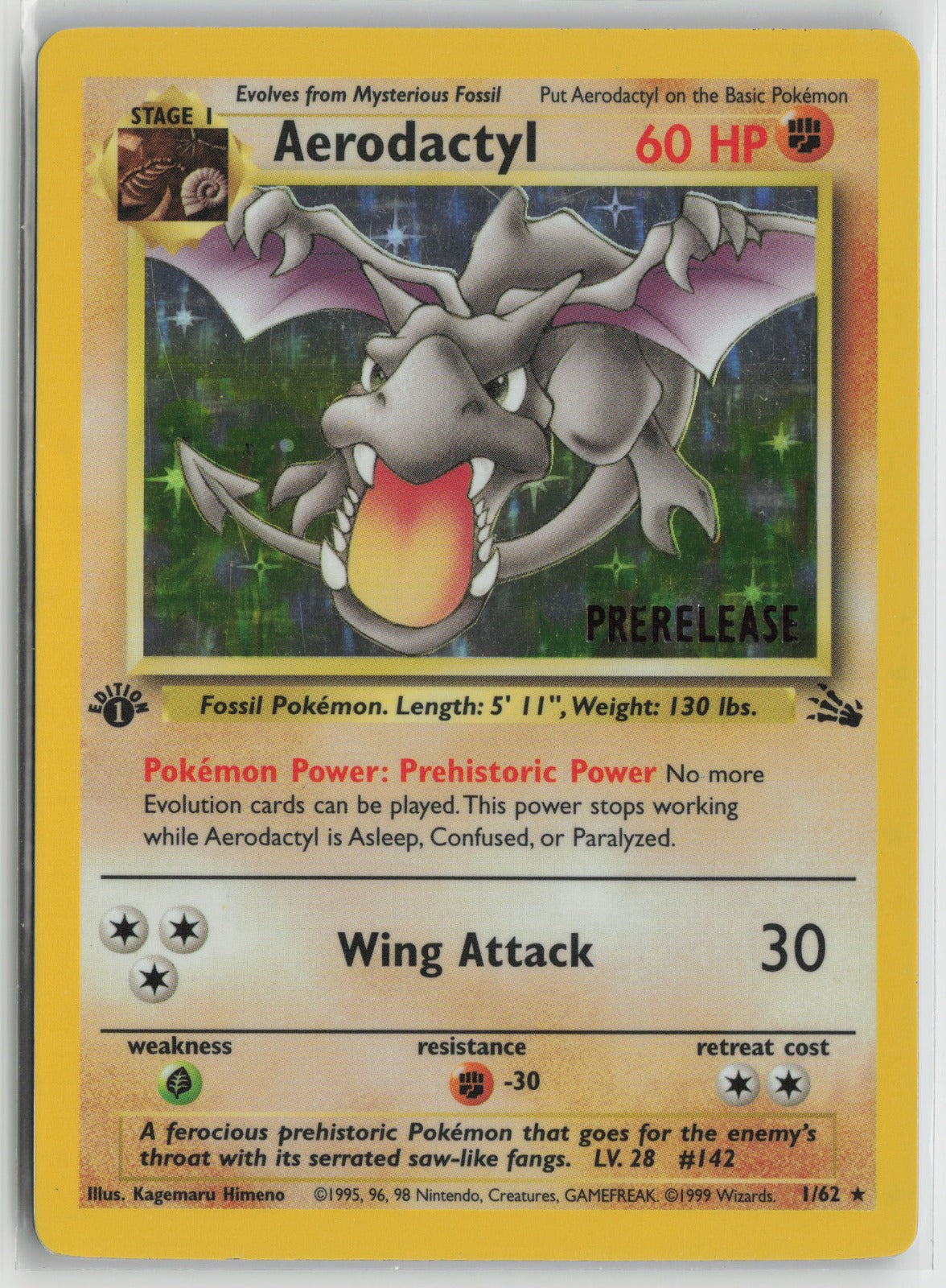 Aerodactyl (Prerelease) Promo 1st Edition Holo PR 01/62 LP