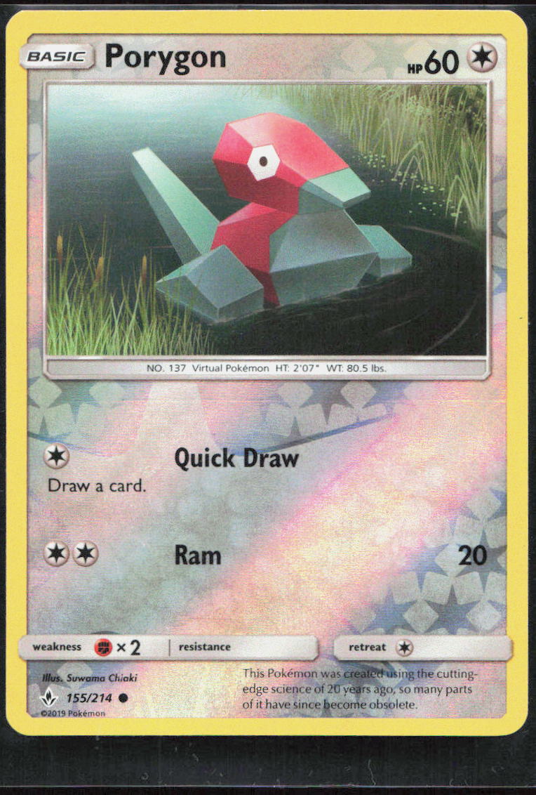Porygon (155) Common Reverse Holo SM10 155/214 NM