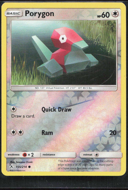 Porygon (155) Common Reverse Holo SM10 155/214 NM