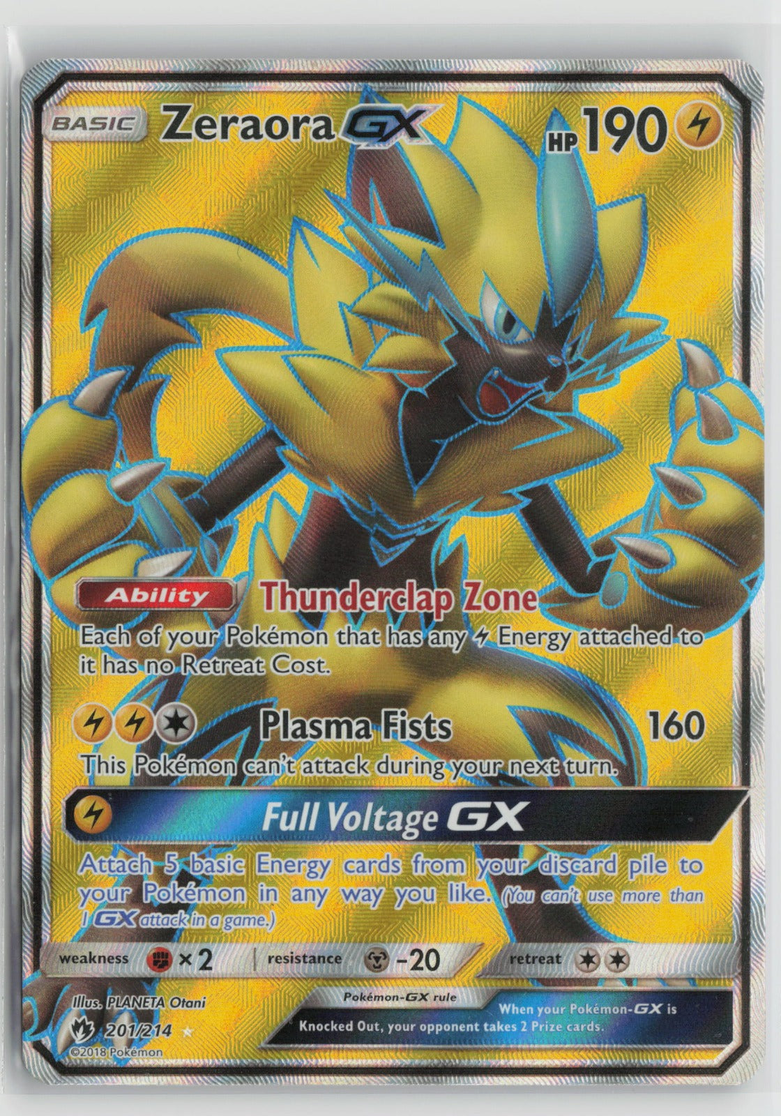 Zeraora GX (Full Art) Ultra Rare Holo SM8 201/214 LP