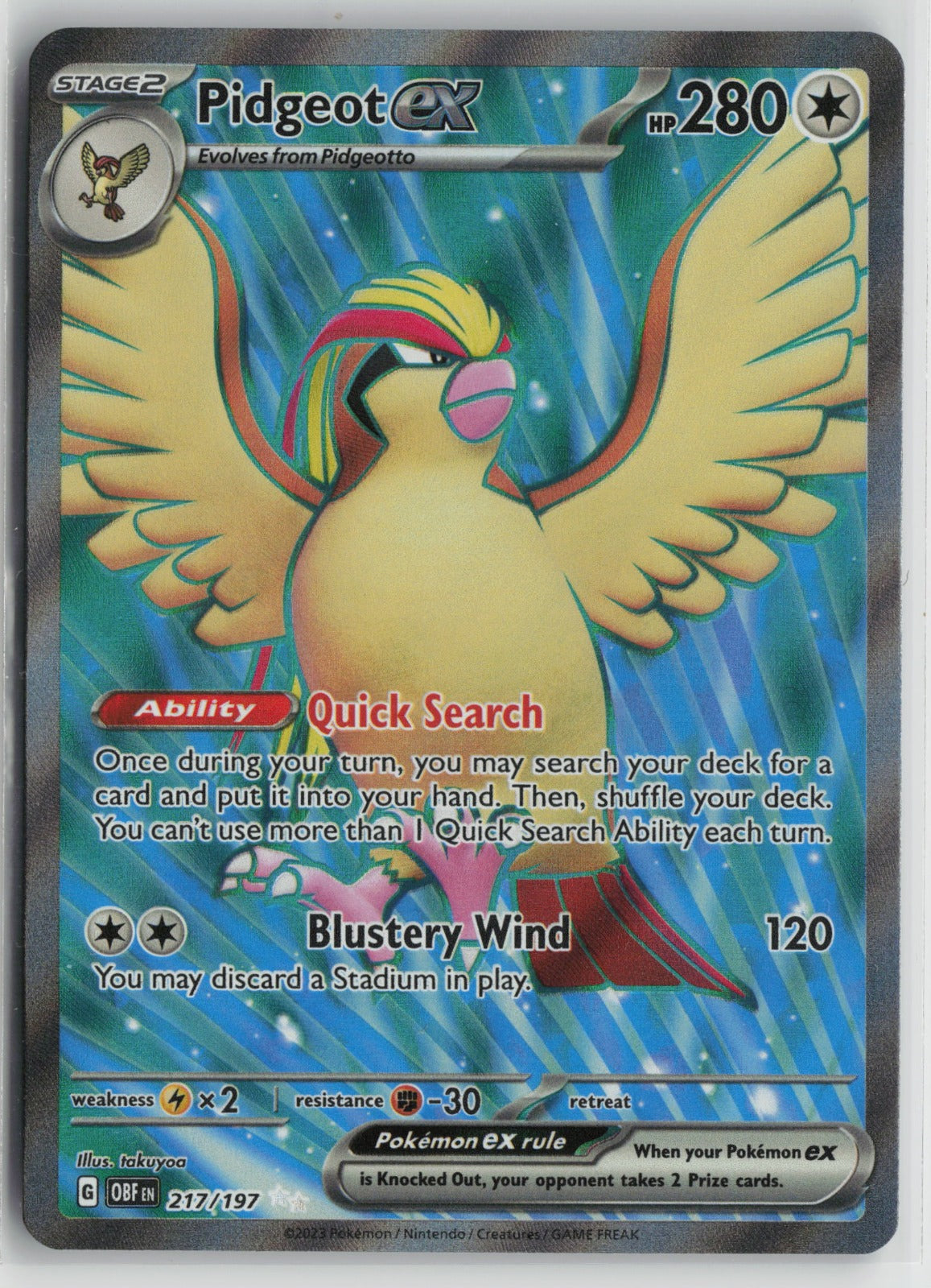 Pidgeot ex Ultra Rare Holo OBF 217/197 NM