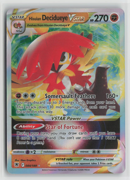 Hisuian Decidueye VSTAR Ultra Rare Holo SWSH10 084/189 NM