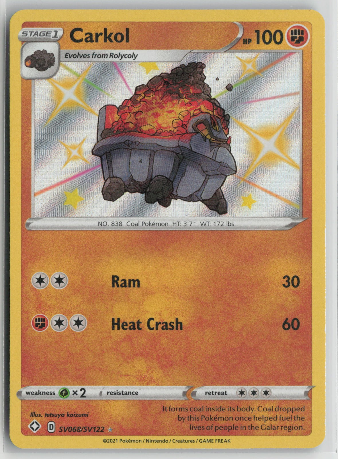Carkol Shiny Holo Rare Holo SHFSV SV068/SV122 NM
