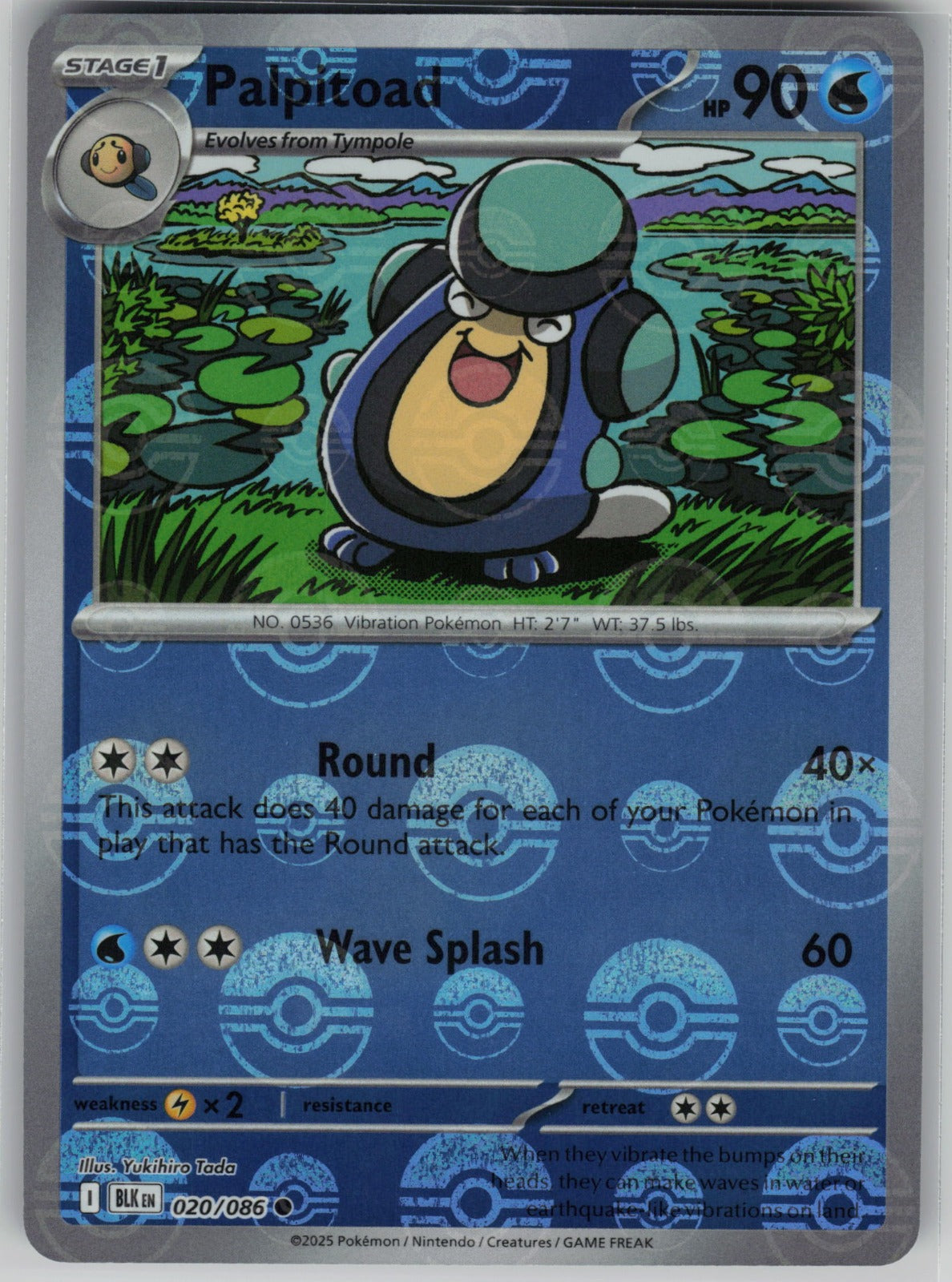Palpitoad (Poke Ball Pattern) Common Holo BLK 020/086 NM