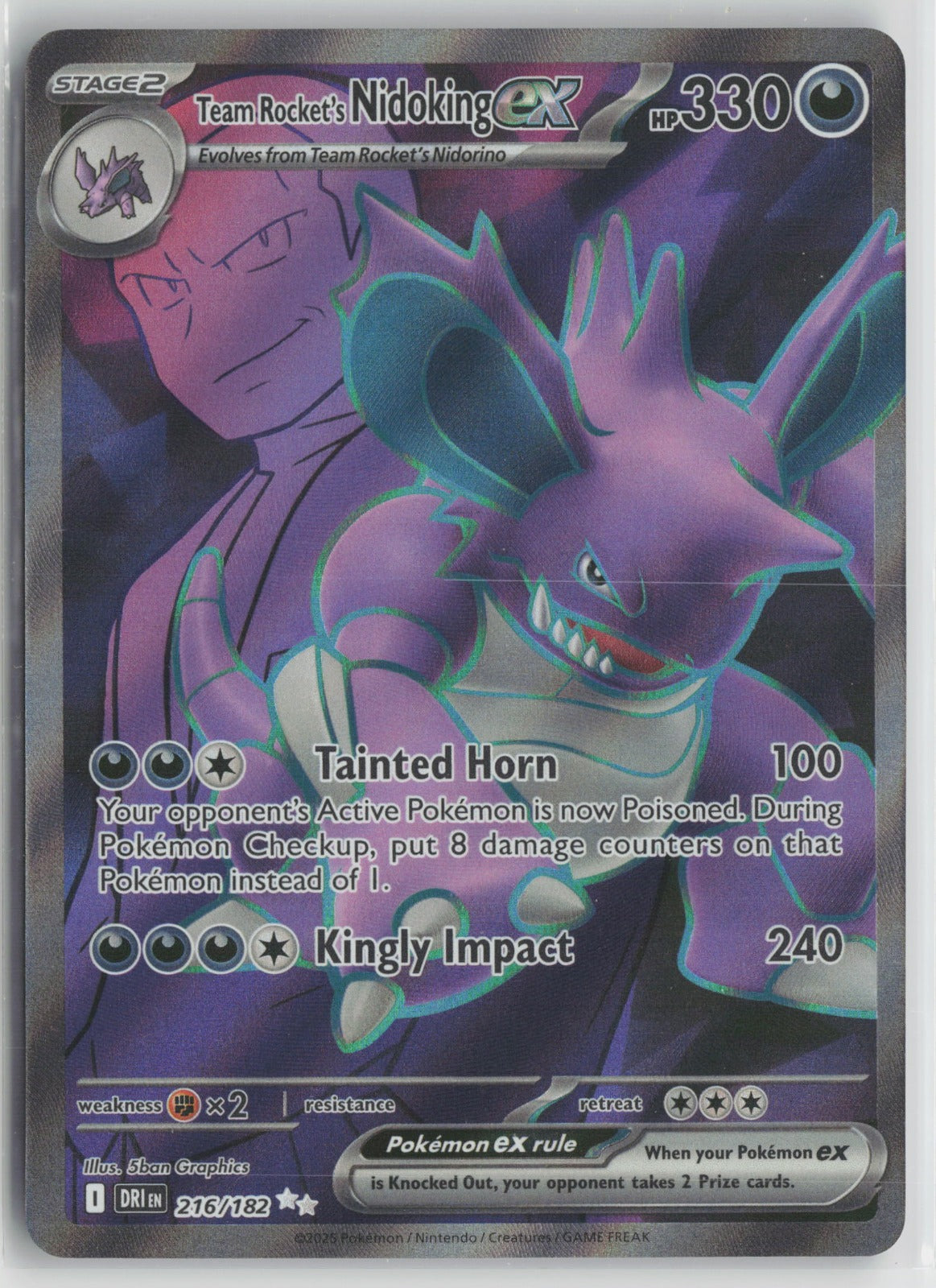Team Rocket's Nidoking ex - Ultra Rare Holo DRI 216/182 NM