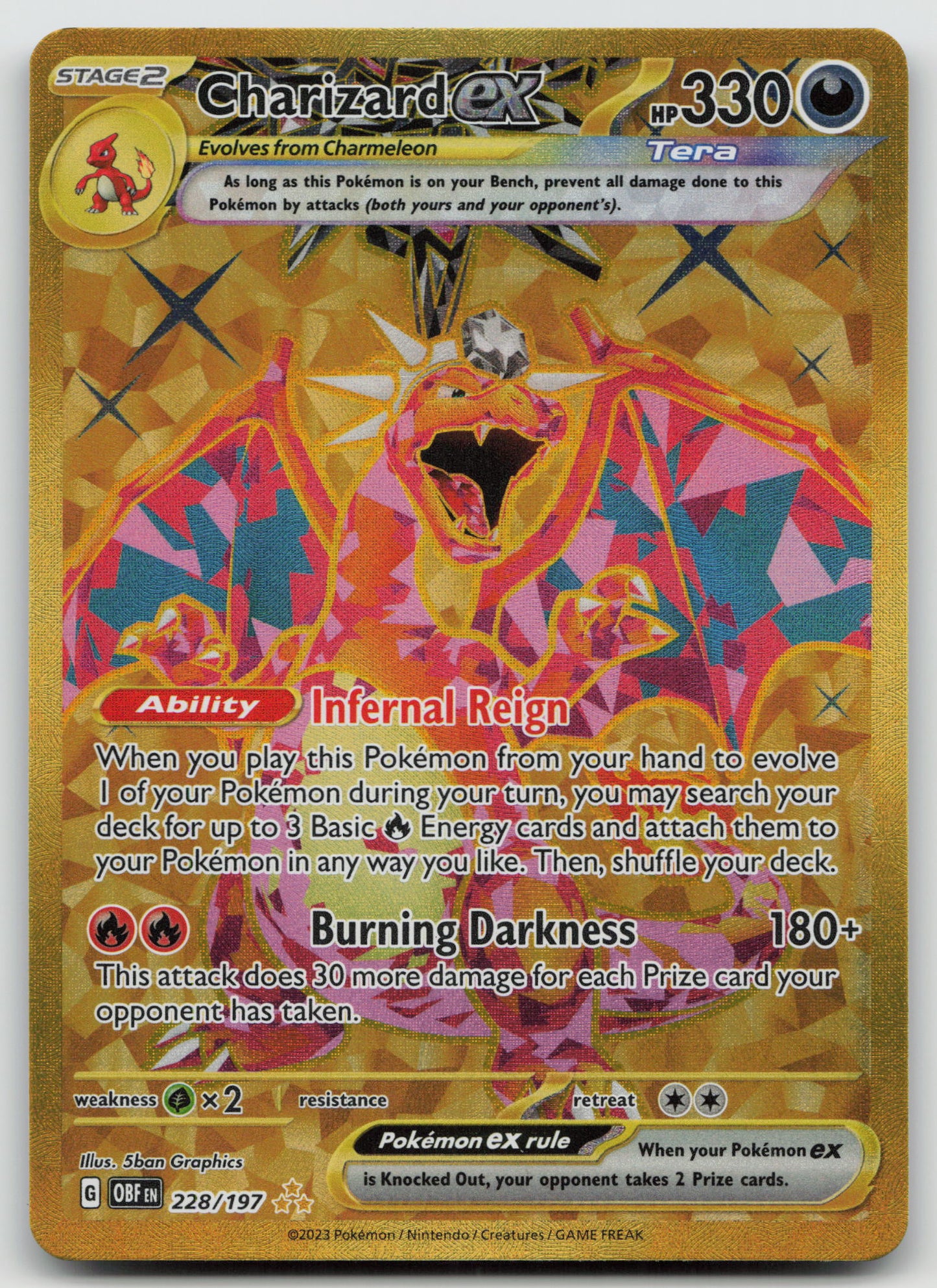 Charizard ex Hyper Rare Holofoil OBF 228/197 NM
