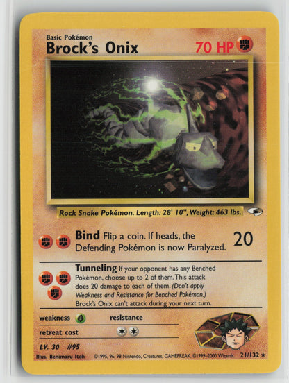 Brock's Onix (21) Rare Unlimited G1 021/132 NM