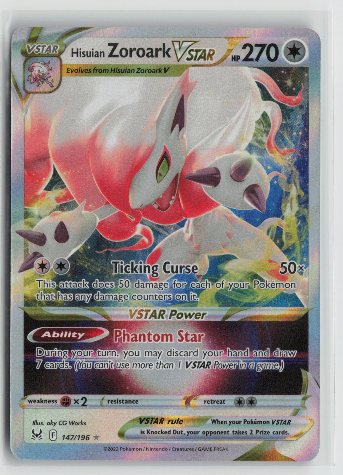 Hisuian Zoroark VSTAR Ultra Rare Holo SWSH11 147/196 NM