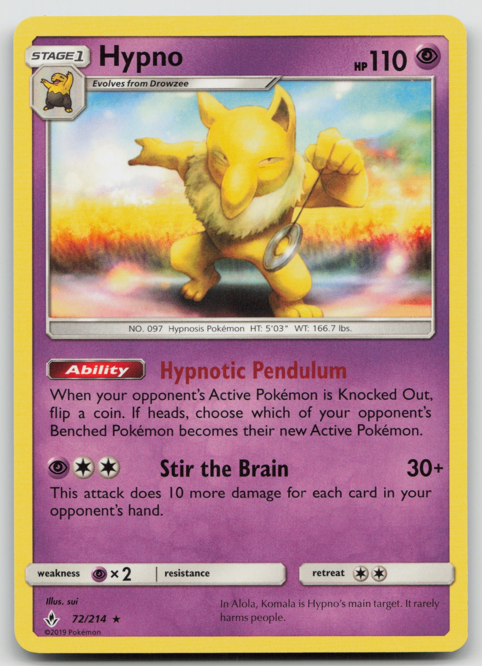 Hypno Rare Normal SM10 72/214 NM