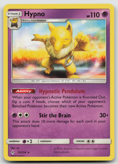 Hypno Rare Normal SM10 72/214 NM