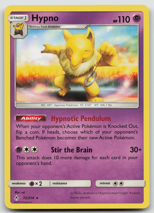 Hypno Rare Normal SM10 72/214 NM