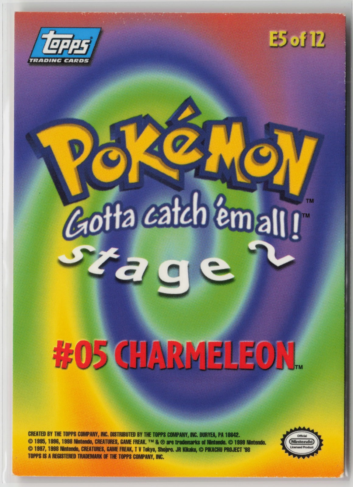Topps #05 Charmeleon 1999 The First Movie E5 of 12 NM (Back)