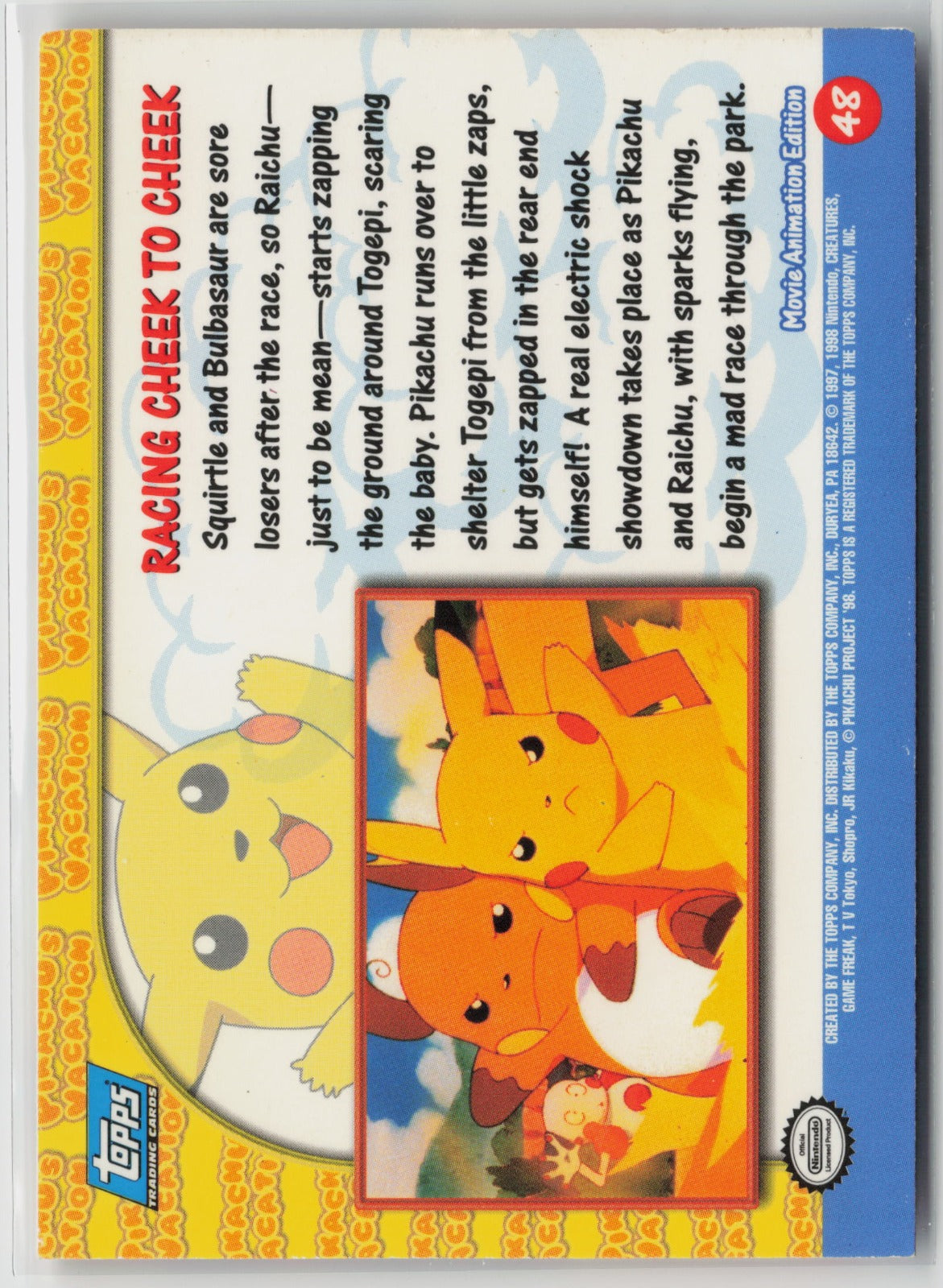 Topps Racing Cheek To Cheek Pikachu's Vacation #48 LP (Back)