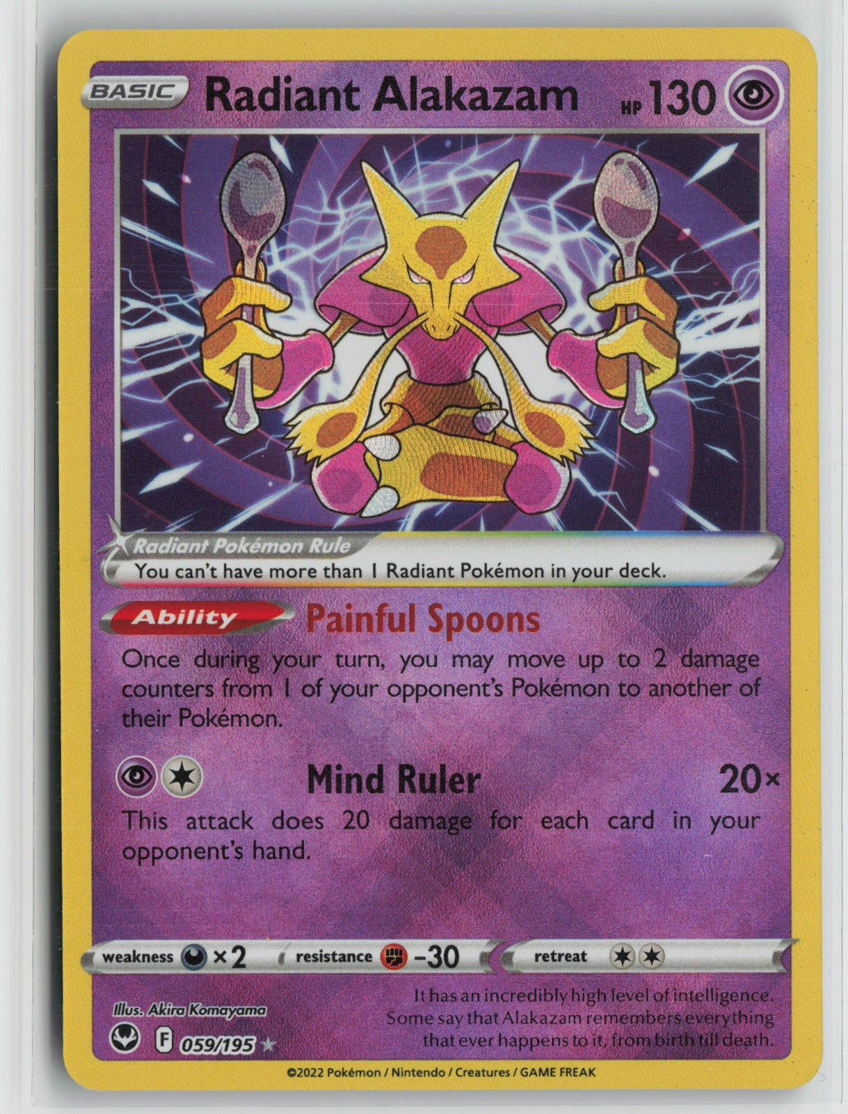 Radiant Alakazam Radiant Rare Holo SWSH12 059/195 NM