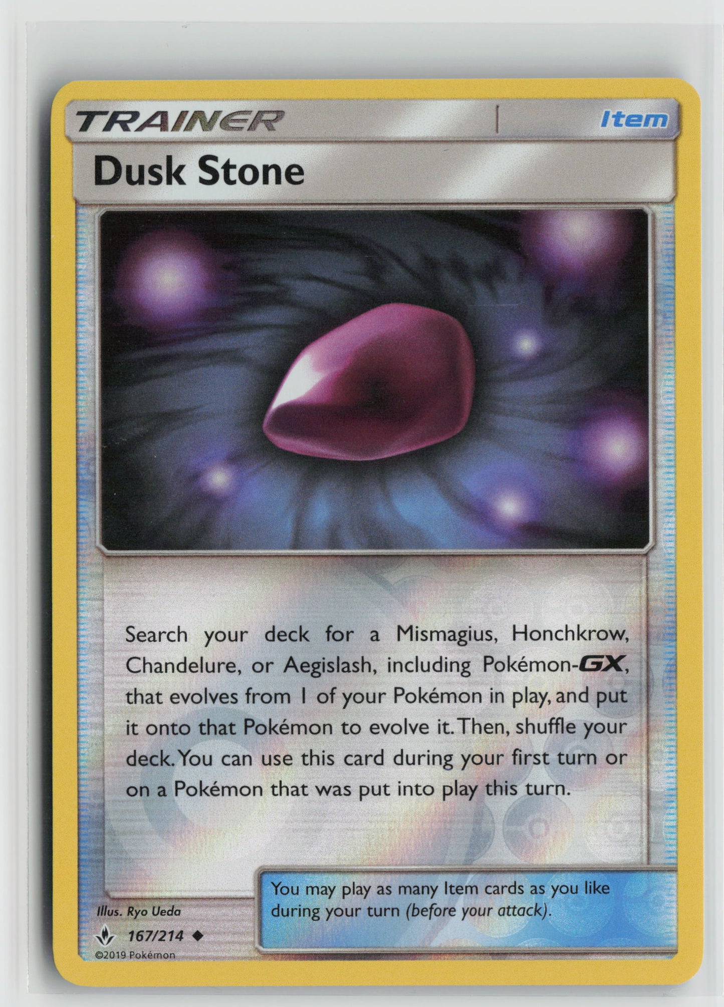 Dusk Stone Uncommon Reverse Holo SM10 167/214 NM