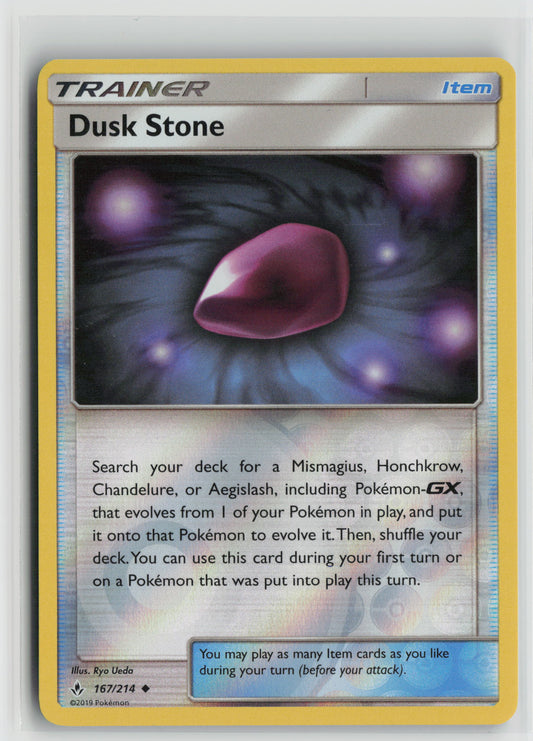 Dusk Stone Uncommon Reverse Holo SM10 167/214 NM