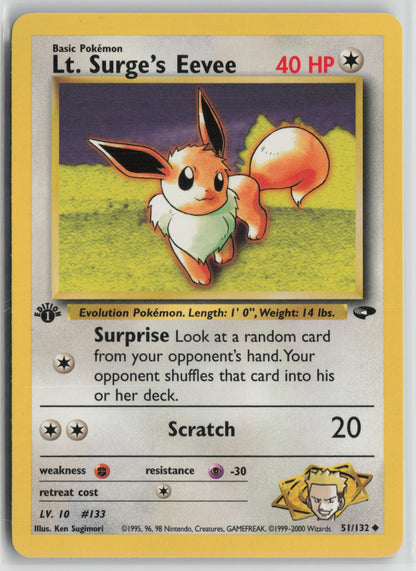 Lt. Surge's Eevee Uncommon 1st Edition G2 051/132 NM