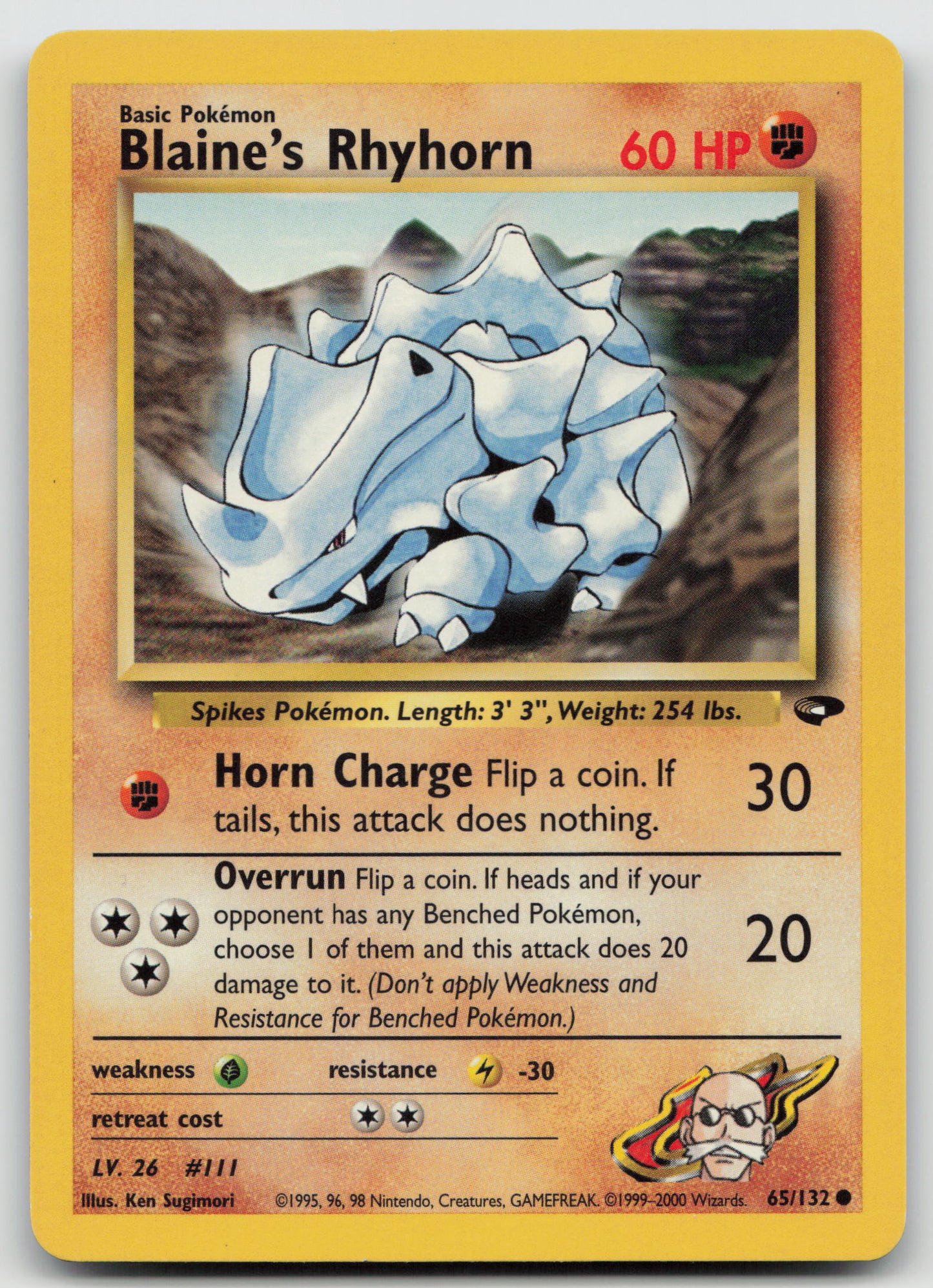 Blaine's Rhyhorn Common Unlimited G2 065/132 NM