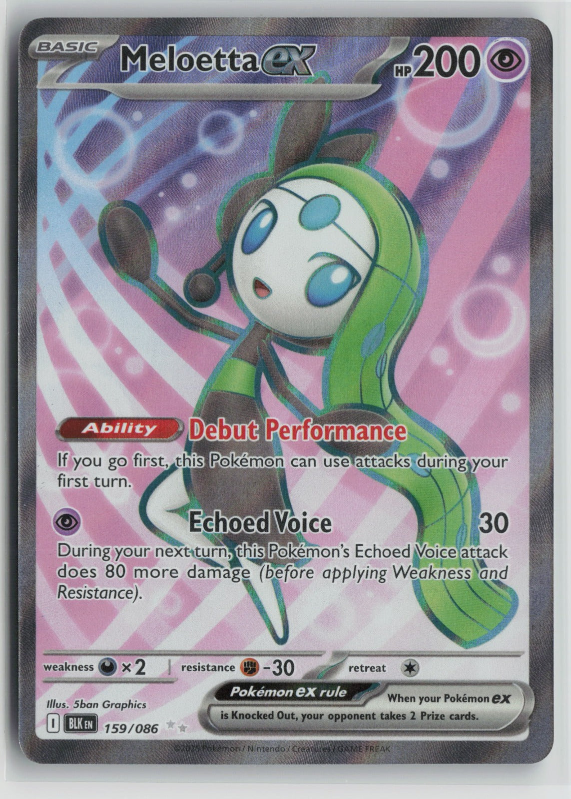 Meloetta ex - Ultra Rare Holo BLK 159/086 NM