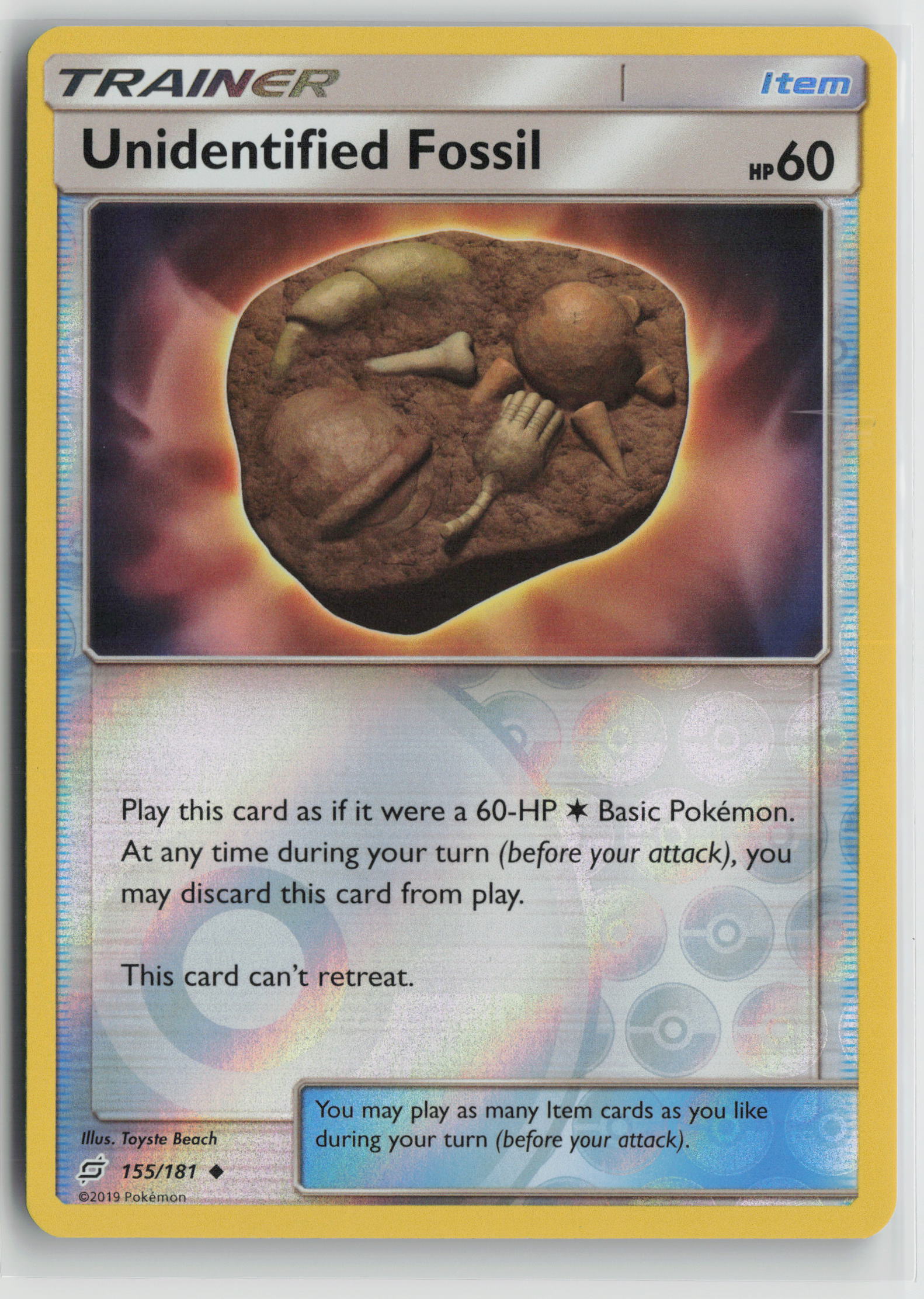 Unidentified Fossil Uncommon SM Reverse- Team Up 155/181 NM